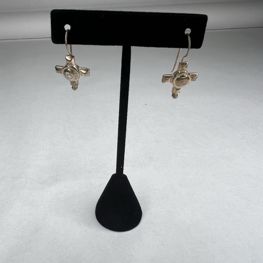 Sterling Silver Cross Dangle Earrings Small